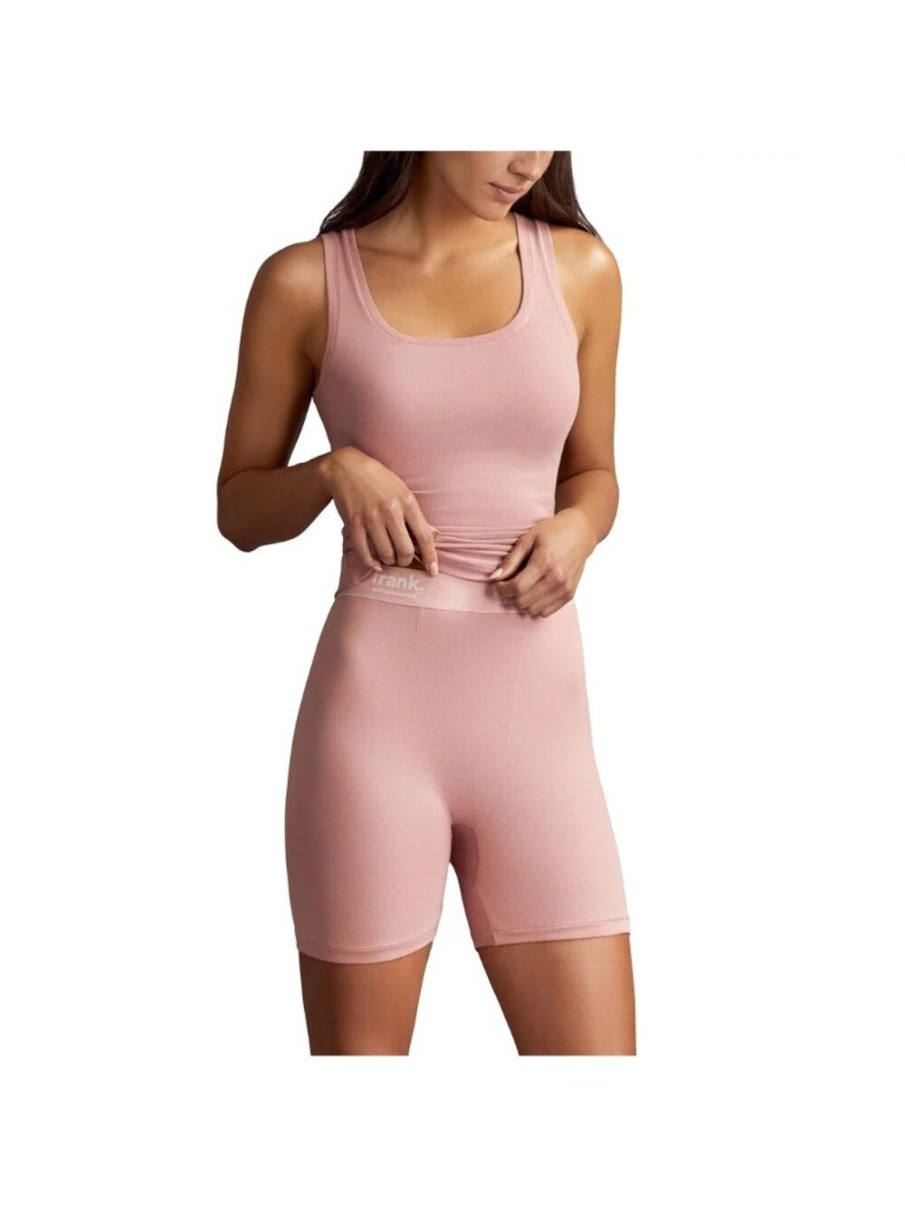 Frank And Oak Rib Tank & Boxer Brief Set Cotton-Stretch Fabric Pink Size M